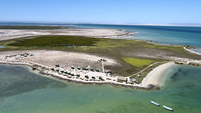 An aerial photo of Campo Cortez at San Ignacio Lagoon, Baja Sur, Mexico is the base camp for the Adventures for Solo Travelers trip to watch whales